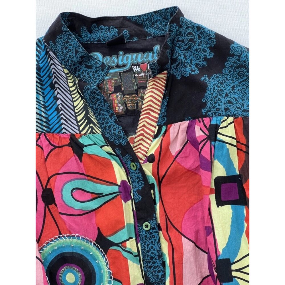 Desigual Long Sleeves Beaded Enma Pullover Multicolor Blouse Top - Picture 3 of 6